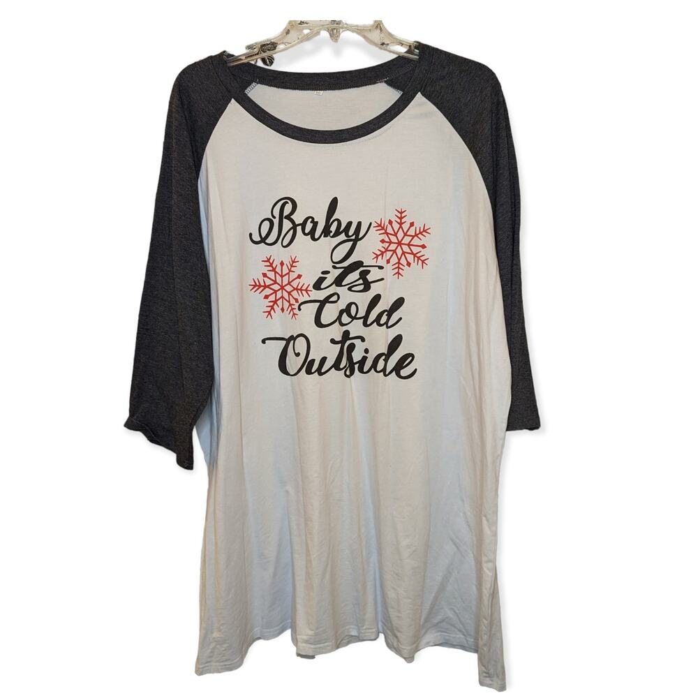 NWOT Baby It's Cold Outside 3/4 Sleeve Baseball Tee Winter Xmas Christmas 3XL